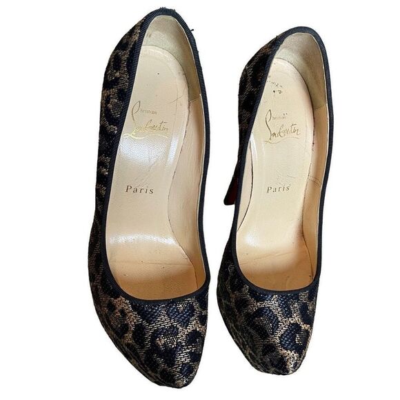 Christian Louboutin Canvas Jacquard Leopard Pumps | 8.5 - Picture 7 of 10